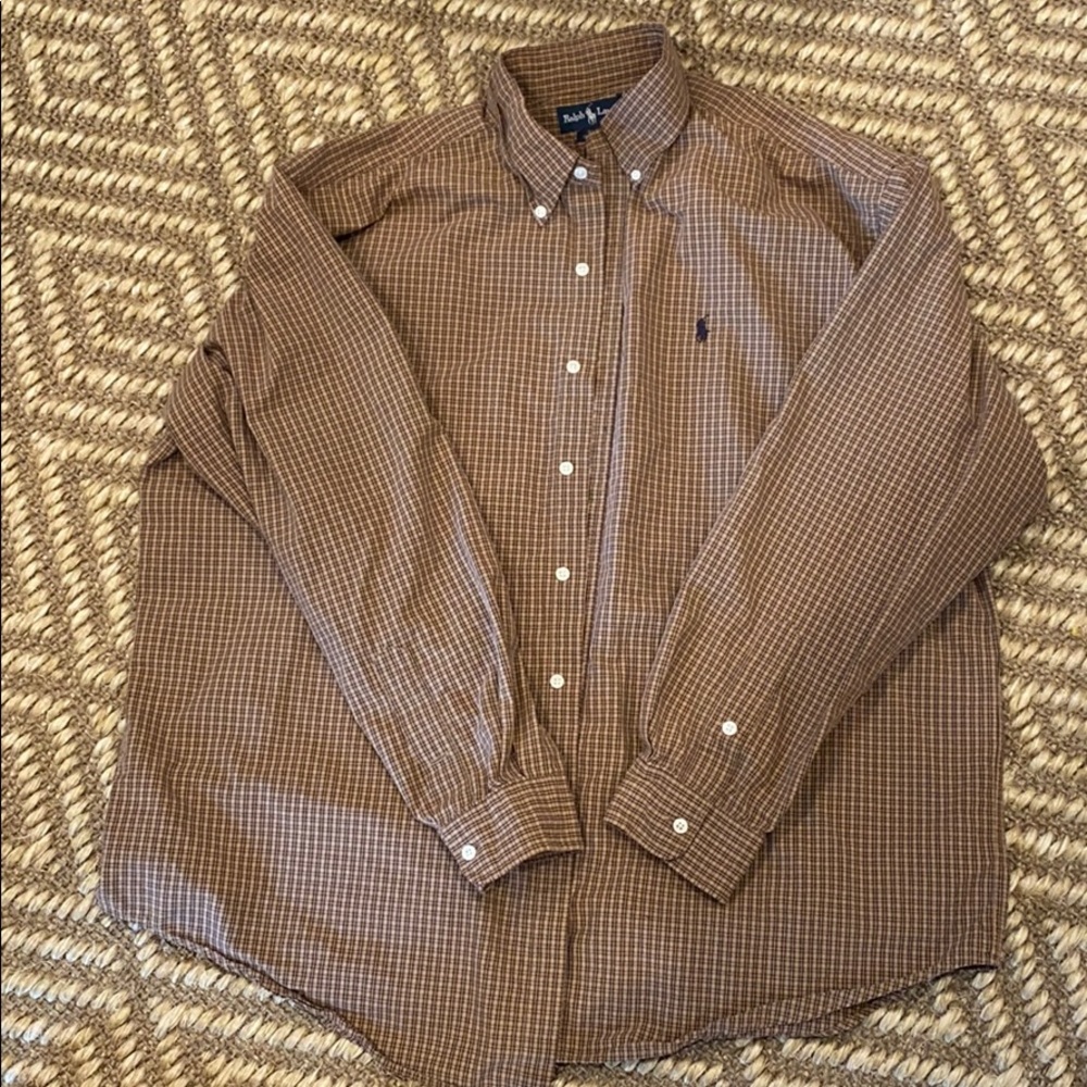 Mens polo button down dress shirt
